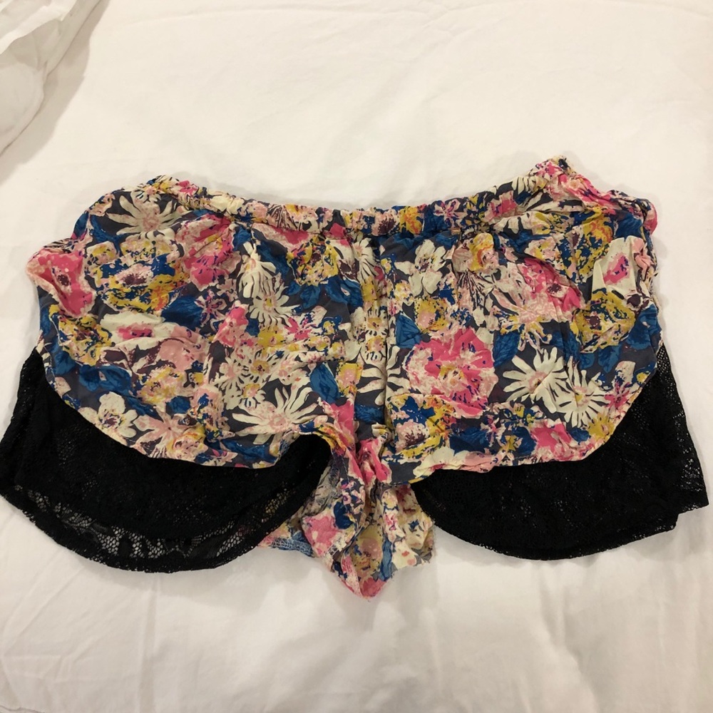 Floral and lace shorts